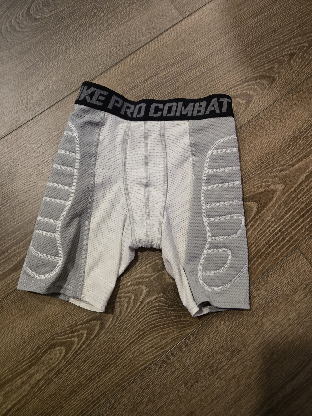 Nike Pro Combat White and Gray Padded Compression Boxer Briefs